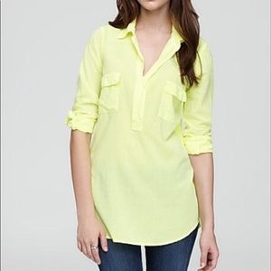 Splendid Yellow Silk Long Sleeve Blouse
